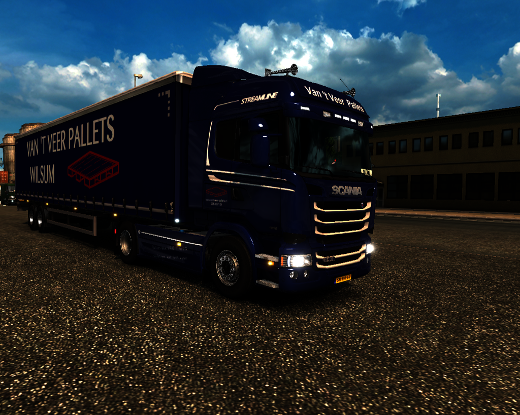 ets2 Scania Streamline 4x2 + 2 axle Schuifzeiltrai - prive skin ets2