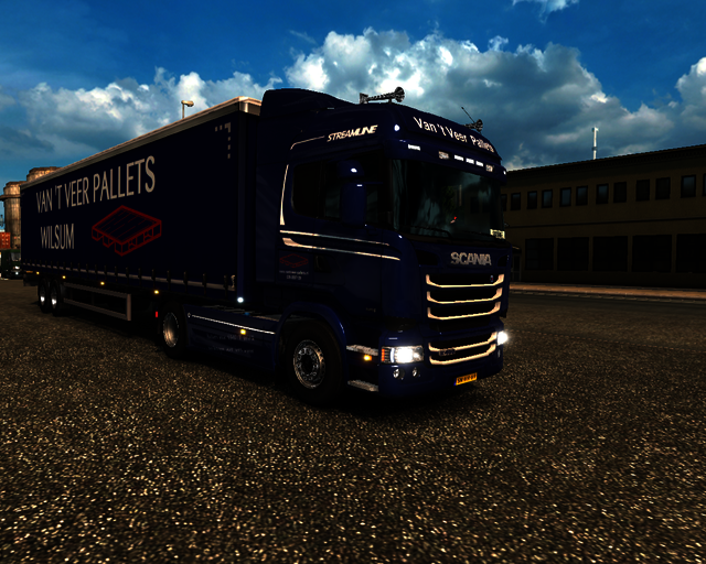 ets2 Scania Streamline 4x2 + 2 axle Schuifzeiltrai prive skin ets2