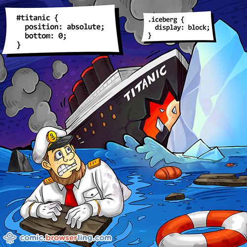 Titanic and Iceberg - Web Joke CSS Puns and CSS Jokes