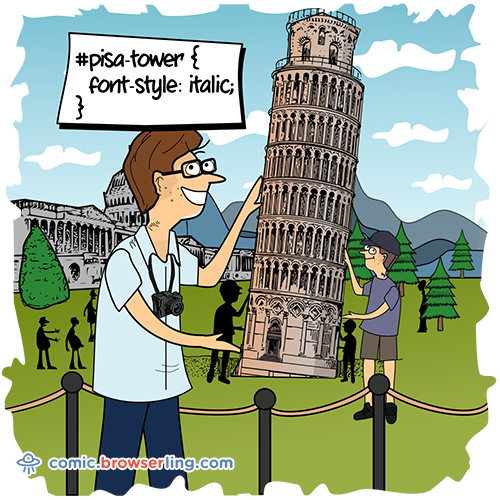 Pisa Tower CSS - Web Joke CSS Puns and CSS Jokes