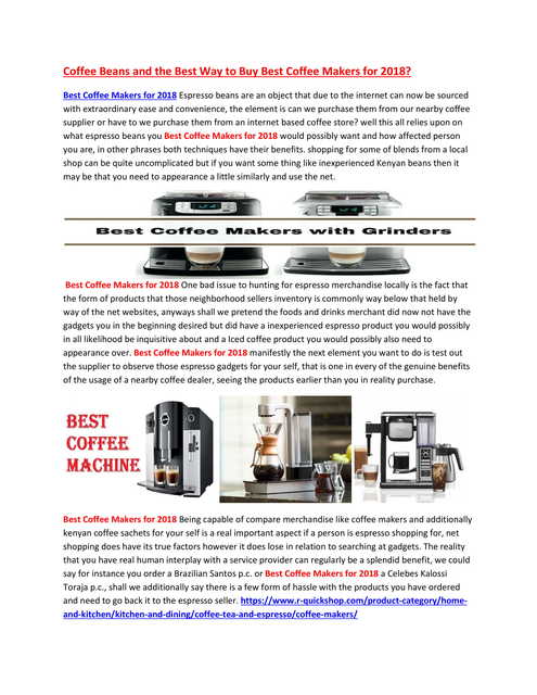 Best Coffee Makers for 2018 Picture Box