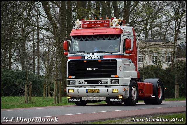 61-BDS-6 Scania 143H 450 Pluim-BorderMaker Retro Truck tour / Show 2018