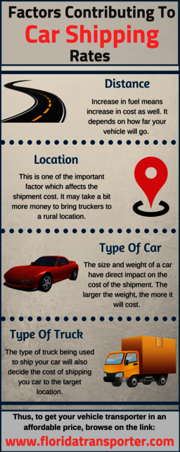 Factors contributing to car shipping rates Florida Transporter