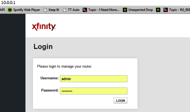 10.0.0.1-login-xfinity Router Login