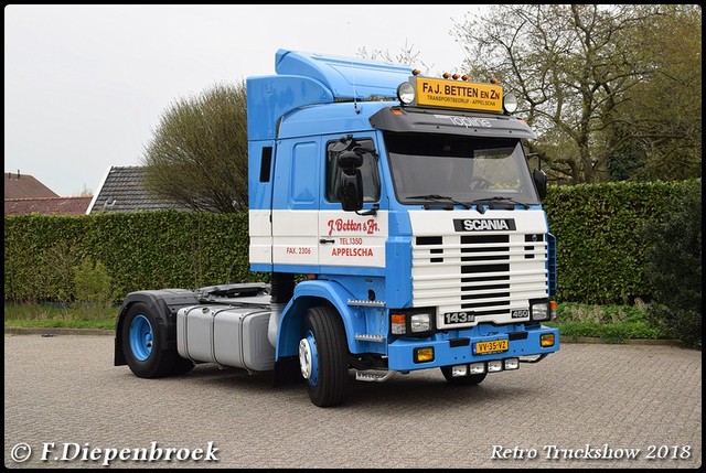 VV-35-VZ Scania 143M 450 Fa J Betten-BorderMaker Retro Truck tour / Show 2018