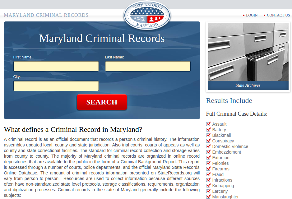 MD Criminal Records Picture Box