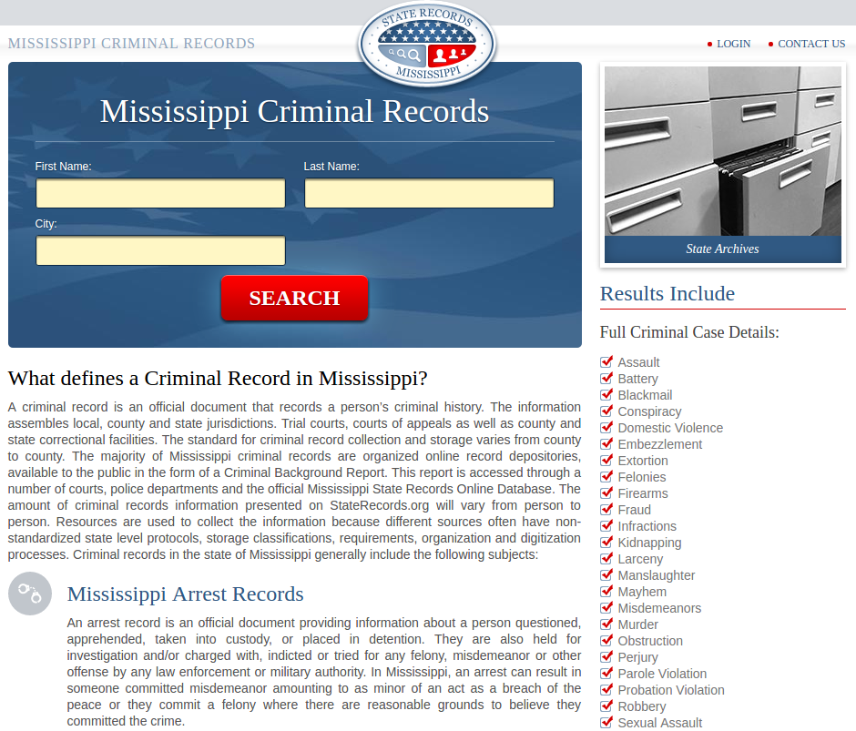MS Arrest Record Picture Box