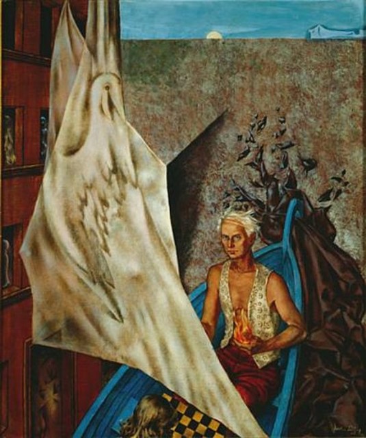 Dorothea-Tanning-Max-in-a-Blue-Boat-1947-Max-Ernst Max ERNEST Self-Portrait Abstract
