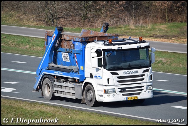 43-BJD-9 Scania P410 van der veen containerverhuur Rijdende auto's 2019