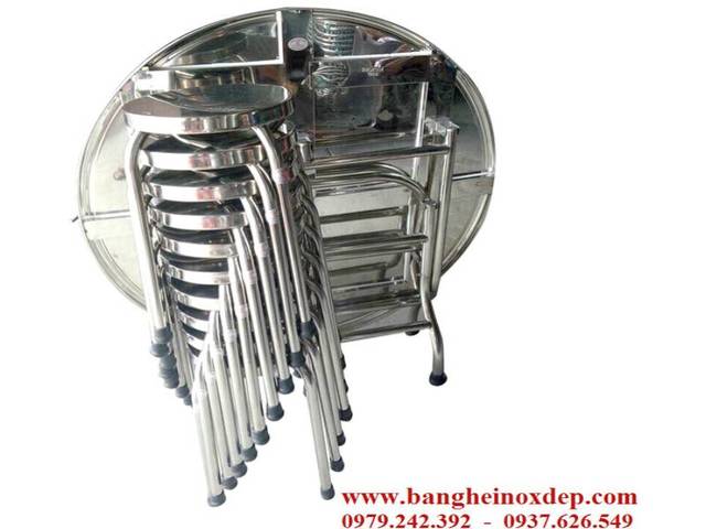 Bá»™ bÃ n Äƒn inox cao cáº¥p SUS 304 Ban ghe Inox