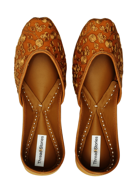 Basic Ochre Juttis for Women | Thread Stories Handcrafted Juttis