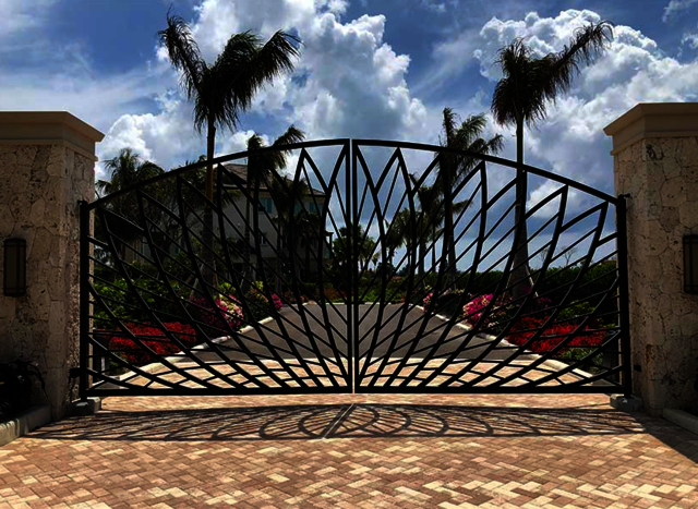 Modern Driveway and Walkway Metal Gates in the Cay Artisan Metal Works