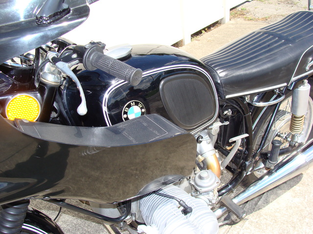 DSC02115 2999030 - 1973 BMW R75/5 LWB. BLACK. Large tank, Very clean & original, Matching Numbers. Hannigan Touring Fairing. New tires & much more!