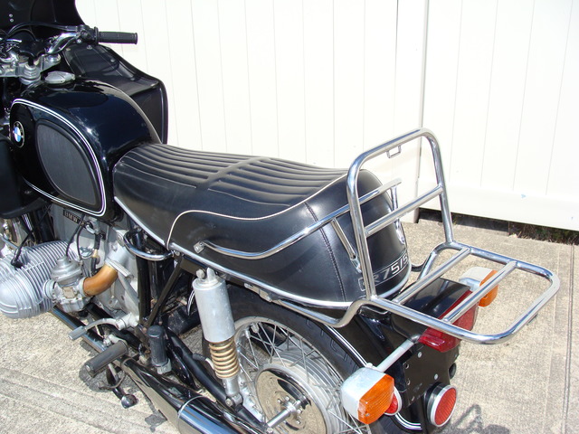DSC02117 2999030 - 1973 BMW R75/5 LWB. BLACK. Large tank, Very clean & original, Matching Numbers. Hannigan Touring Fairing. New tires & much more!