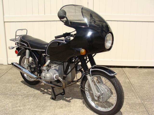 DSC02130 2999030 - 1973 BMW R75/5 LWB. BLACK. Large tank, Very clean & original, Matching Numbers. Hannigan Touring Fairing. New tires & much more!