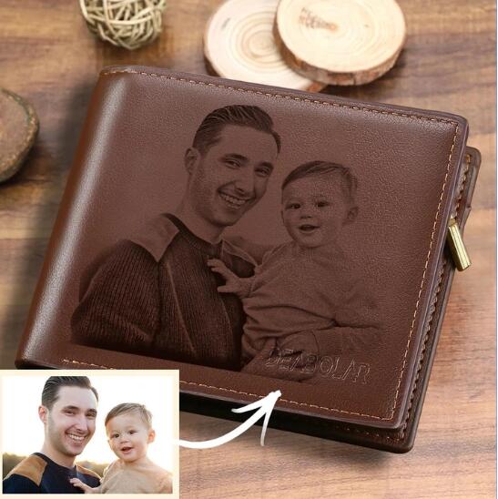 AU MEN'S TRIFOLD CUSTOM PHOTO WALLET - BROWN Personalized gifts