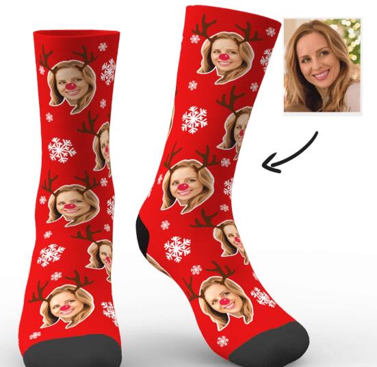 CALCETINES CARA PERSONALIZADOS RENO NAVIDEÃ‘O Calcetines Personalizados