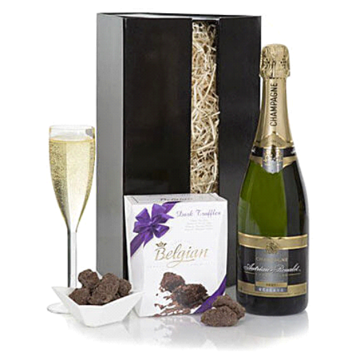 Sparkling Champagne with Belgian Truffles, Send Gi Online Gift Store| Send Gifts to USA| Send Gifts to UK| NRI Gifting