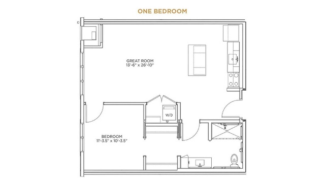 One Bedroom Floor Plan - apartments with assisted Grand Living At Indian Creek