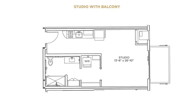 Studio with Balcony Floor Plan - senior living hou Grand Living At Indian Creek
