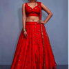 Buy Readymade Red Mirror Work Taffeta Silk Party Wear Lehenga Choli With Dupatta Online from EthnicPlus for â‚¹4,099.00