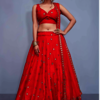 Buy Readymade Red Mirror Work Taffeta Silk Party Wear Lehenga Choli With Dupatta Online from EthnicPlus for ₹4,099.00