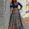 Buy Blue Silk Ruffle Lehenga Online from EthnicPlus for â‚¹4,749.00