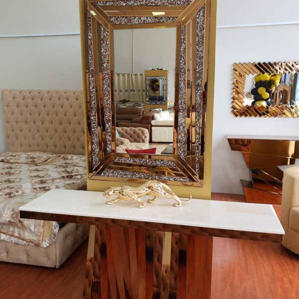 Elegant Golden Framed Mirror Console Punjab Furniture