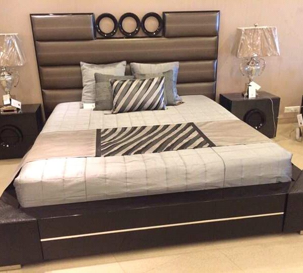 Black and Brown Bed with Sides Punjab Furniture