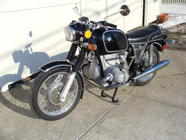 DSC02534 2999030 - 1973 BMW R75/5 LWB. BLACK. Large tank, Very clean & original, Matching Numbers. Hannigan Touring Fairing. New tires & much more!