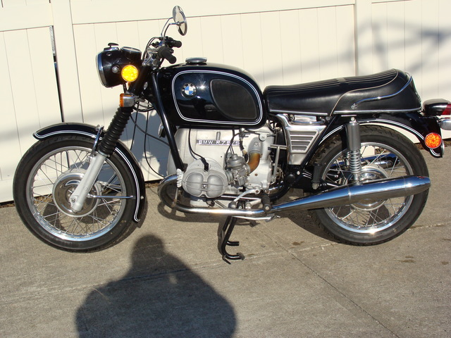 DSC02535 2999030 - 1973 BMW R75/5 LWB. BLACK. Large tank, Very clean & original, Matching Numbers. Hannigan Touring Fairing. New tires & much more!