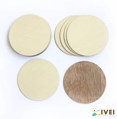 Wooden finish Round 3.5in Coasters - Set ivei