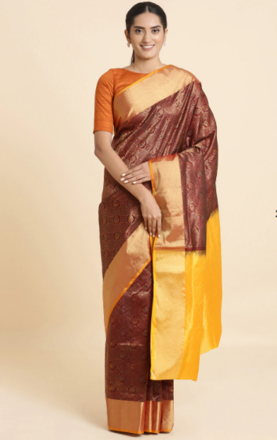 Mahogany Red South Silk Saree-Taneira Designer Saree Collection