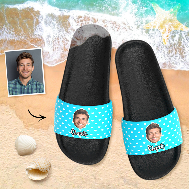 Custom Photo And Text Men's Slide Sandal Picture Box