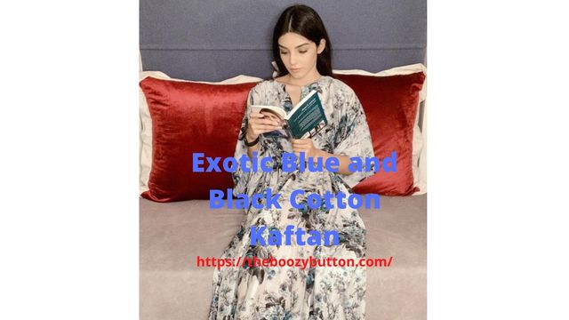 Exotic Blue and Black Cotton Kaftan Picture Box