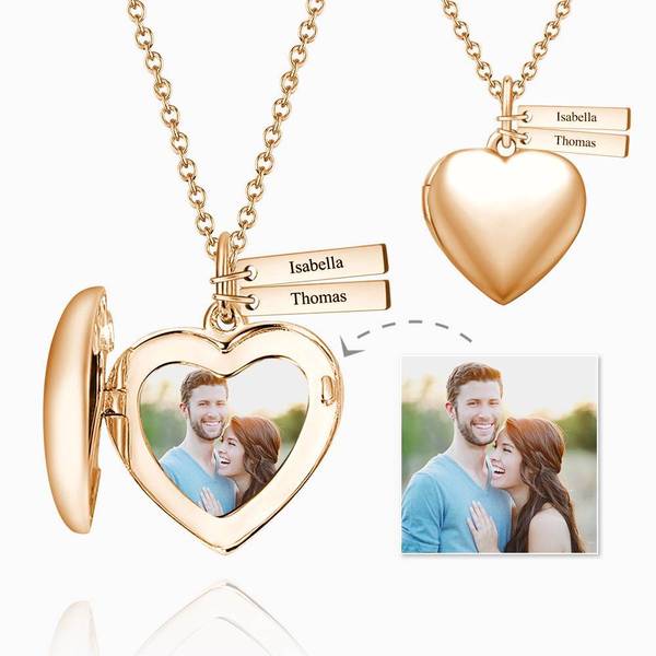 Personalized Heart Photo Locket Necklace With Engr yourphotonecklace