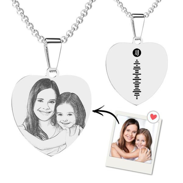 Custom Spotify Code Music Engraved Photo Necklace  yourphotonecklace