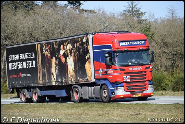 29-BJV-1 Scania R410 Jonker Transport Veendam-Bord Rijdende auto's 2021