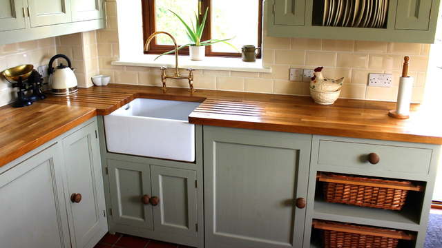 Refacing-Blog-Blue-Painted-Kitchen-Custom Robert's Flooring Solutions