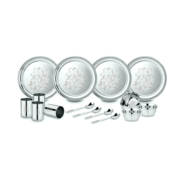 Buy Stainless Steel Glory Dinner set in india (5) Buy Stainless Steel Glory Dinner Set 16 Pieces, Silver