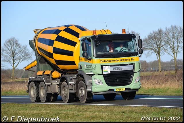 47-BKH-1 DAF CF Betoncentrale Drenthe-BorderMaker Rijdende auto's 2022