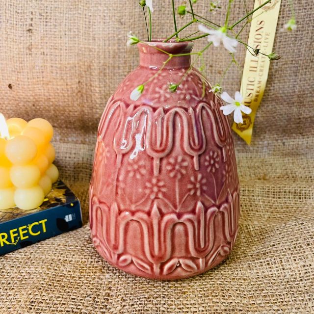 Pink Embossed Flower Vase Picture Box