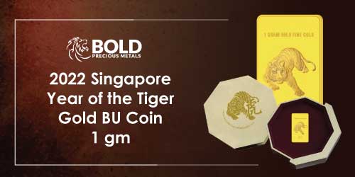 2022-Singapore-Year-of-the-Tiger-Gold-BU-Coin-1-gm 2022 Singapore Year of Tiger Gold BU Coin - 1 Gram