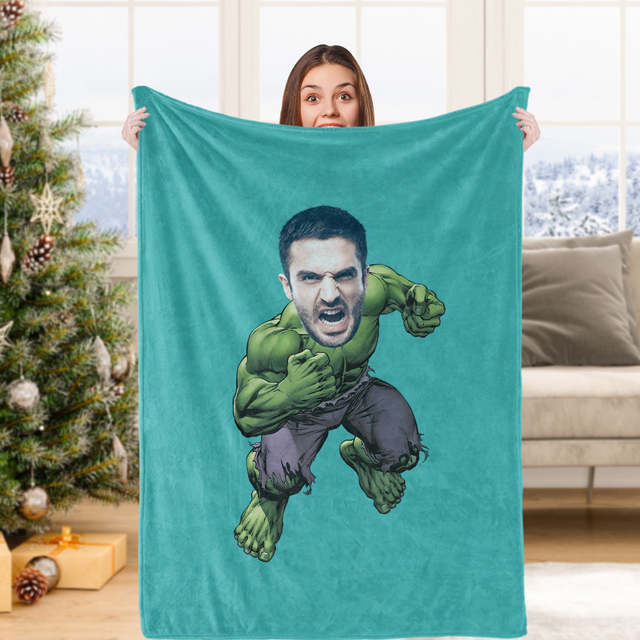 Xmas Gifts MiniMe Blanket Custom Hulk Blanket Uniq Custom Face Pillow