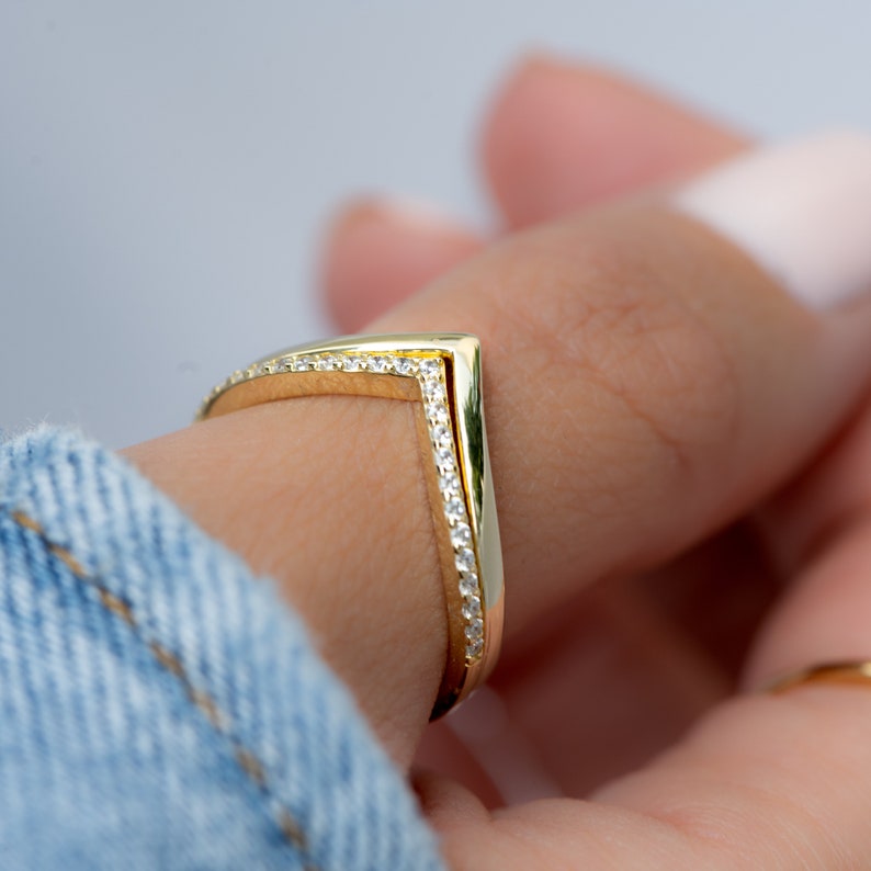 Stacking V Minimalist Thumb Ring Set In Sterling S Thumb Rings