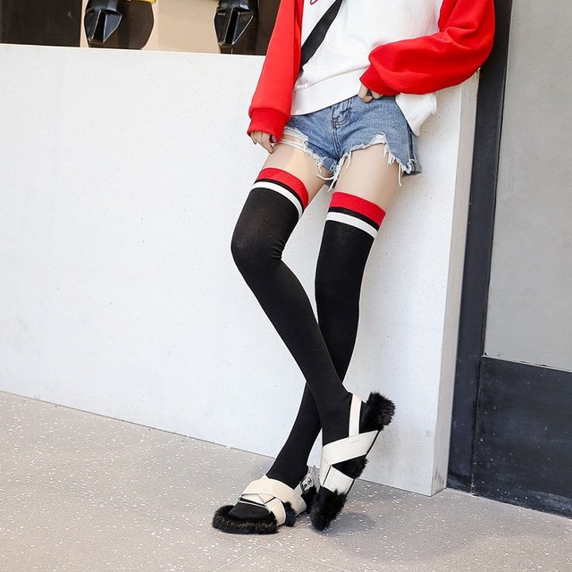 Non-slip silicone red and white bars black thigh h highvv