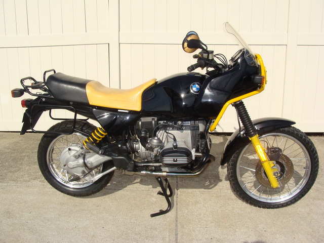 DSC03354 SOLD 3.22.....#0230310 1991 BMW R100GS, BLACK & YELLOW 39,000 MI.