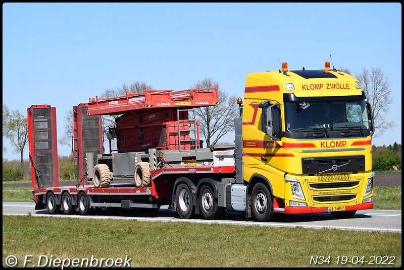 62-BHF-7 Volvo FH4 Klomp Zwolle-BorderMaker - Rijdende auto's 2022