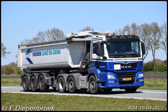 71-BLN-2 MAN TGX Kremer Zand-BorderMaker Rijdende auto's 2022