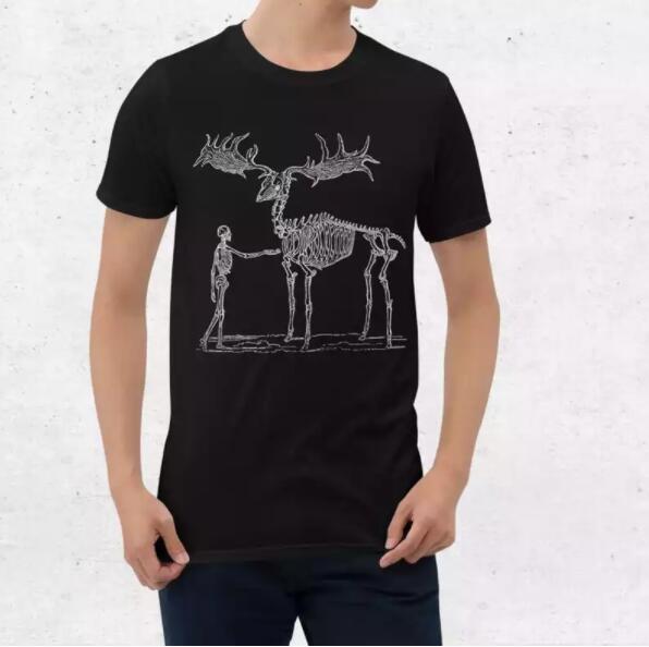 mens skeleton shirt, Human and elk skeletons T-shi Skeleton Shirt